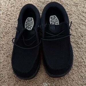 Hey Dude Black Knit Slip-On Loafers
